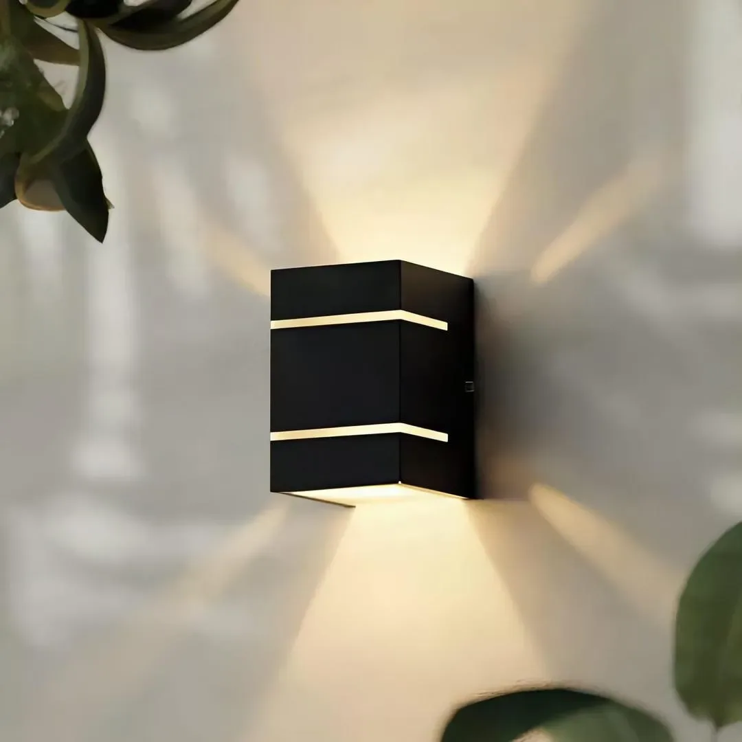Modern Wall Lamp Lights Golden Warm Glow MDF Wooden