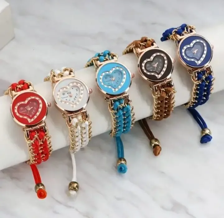 Women's Heart-Shaped Stylish Bracelet Watch Multicolor Stainless Steel